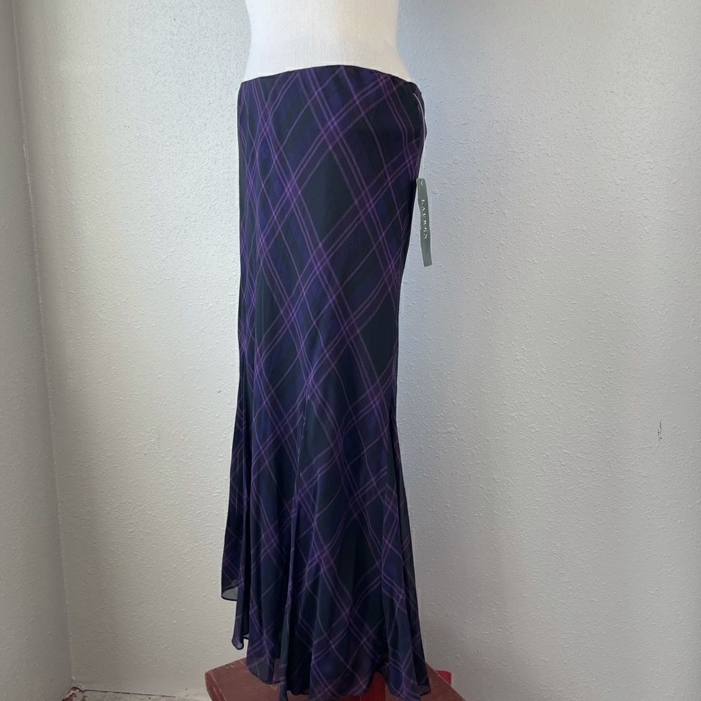NWT Lauren Ralph Lauren Black & Purple Silk Skirt - Picture 4 of 8